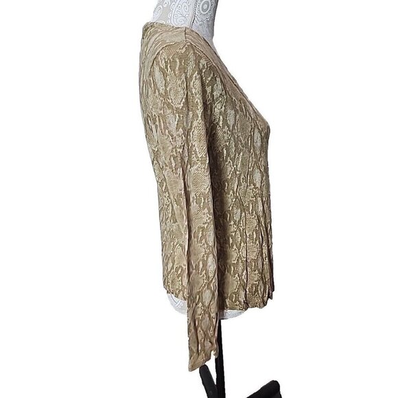 Lauren Ralph Lauren Tan Python Print Linen Knit Top Women's XL - Picture 3 of 7